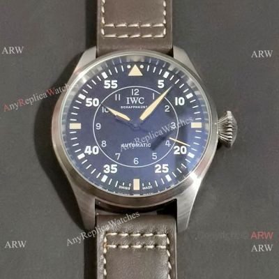 Copy IWC Big Pilots TOP GUN 46mm Watch Gray Leather Strap